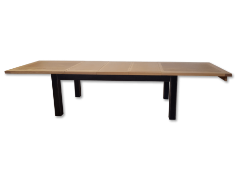 Table à allonges INDUSTRIEL-METAL - bois de chêne massif Etendue