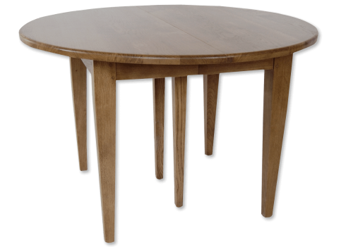 Table à allonges RONDE - bois de chêne massif Ouverte