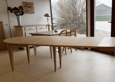 Table à allonges SCANDINAVE - bois de chêne massif Etendue